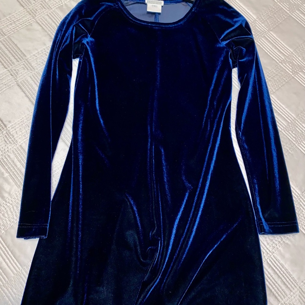 Very Cute On!!  Velvet Long Sleeve Short Dress - Gorgeous Midnight Blue